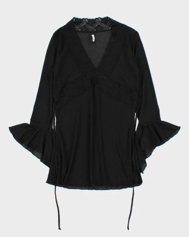 Vintage 90s 00s Sirens Mesh Bell Sleeve Top - S sold by Rokit