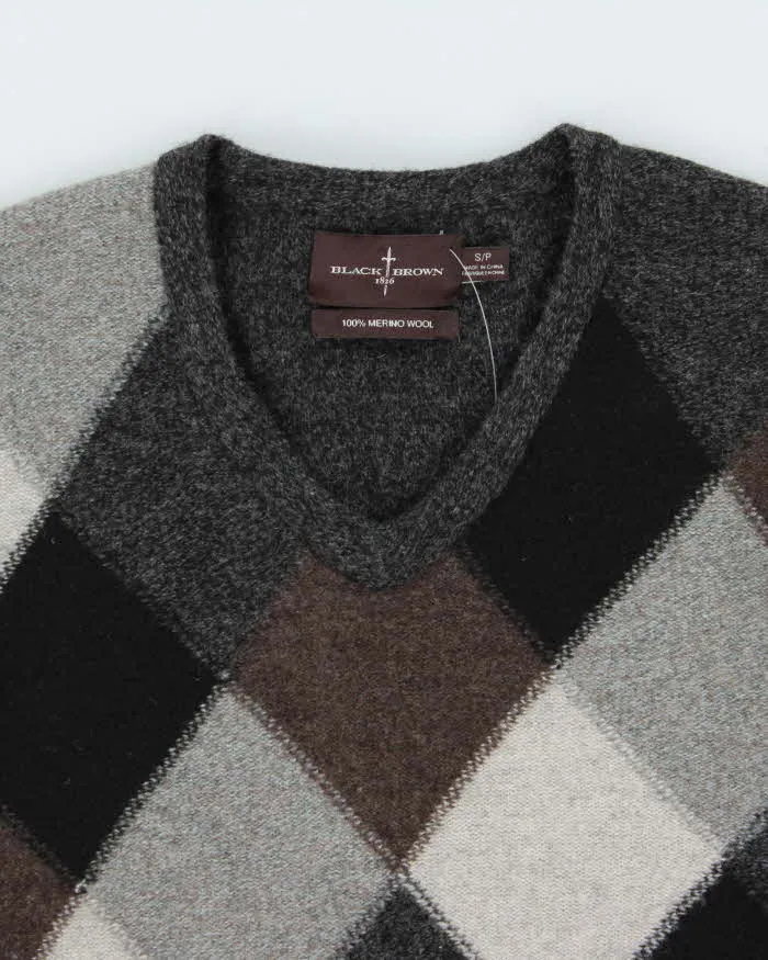 Vintage 00s Black Brown 1826 Merino Wool V-Neck Knit Jumper - S sold by Rokit product image thumbnail 5