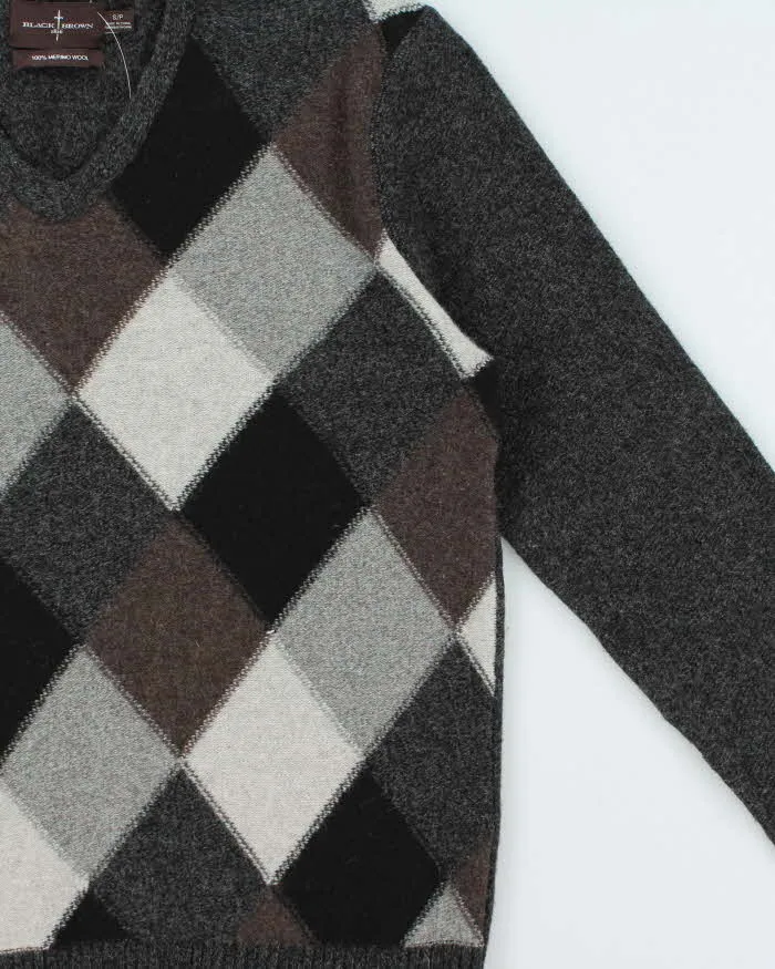 Vintage 00s Black Brown 1826 Merino Wool V-Neck Knit Jumper - S sold by Rokit product image thumbnail 3