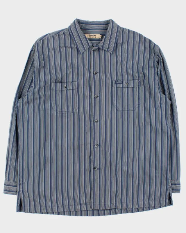 Vintage 1990s Kansai Yamamoto Jeans Japanese Denim Long Sleeve Shirt - XXXL made by Rokit