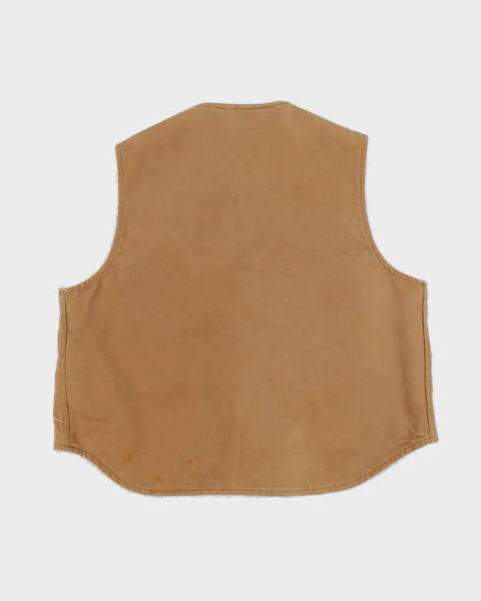Vintage 1980s Carhartt VO3 Sandstone Canvas Sherpa Lined Union Made In USA Workwear Gilet - XL sold by Rokit product image thumbnail 2