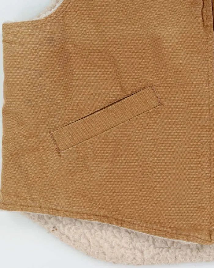 Vintage 1980s Carhartt VO3 Sandstone Canvas Sherpa Lined Union Made In USA Workwear Gilet - XL sold by Rokit product image thumbnail 4
