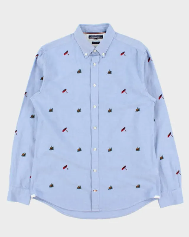 Vintage Tommy Hilfiger Embroidered Chambray New York Fit Long Sleeve Shirt - M made by Tommy Hilfiger