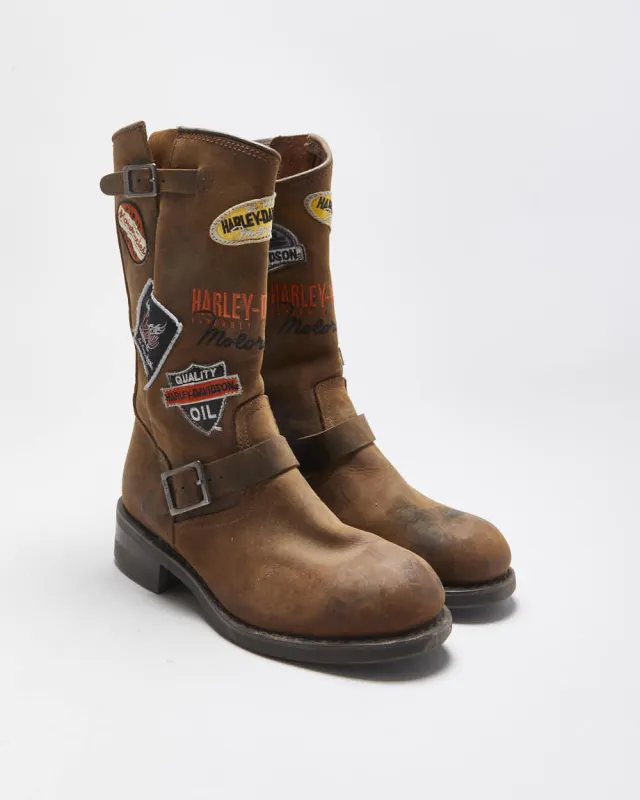 Vintage Harley Davidson Patchwork Biker Boots - UK9 sold by Rokit