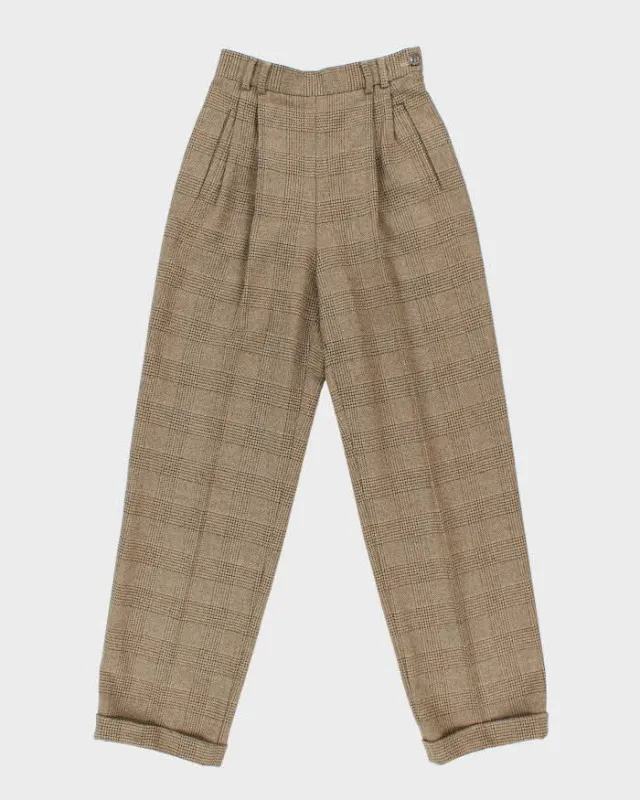Vintage 80s Jaeger Checked Wool Trousers - W25 L30 sold by Rokit