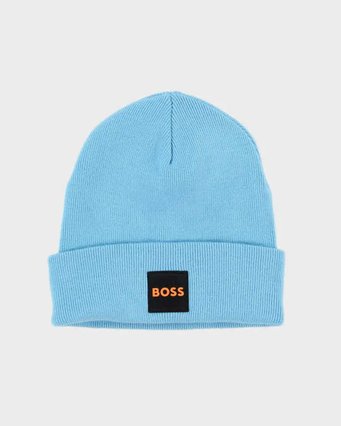 Hugo Boss Blue Ribbed Logo Beanie - OS sold by Rokit
