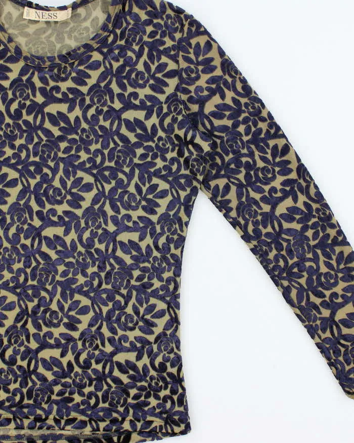 Vintage 90s Ness Velvet Sheer Long Sleeve Top - M sold by Rokit product image thumbnail 3