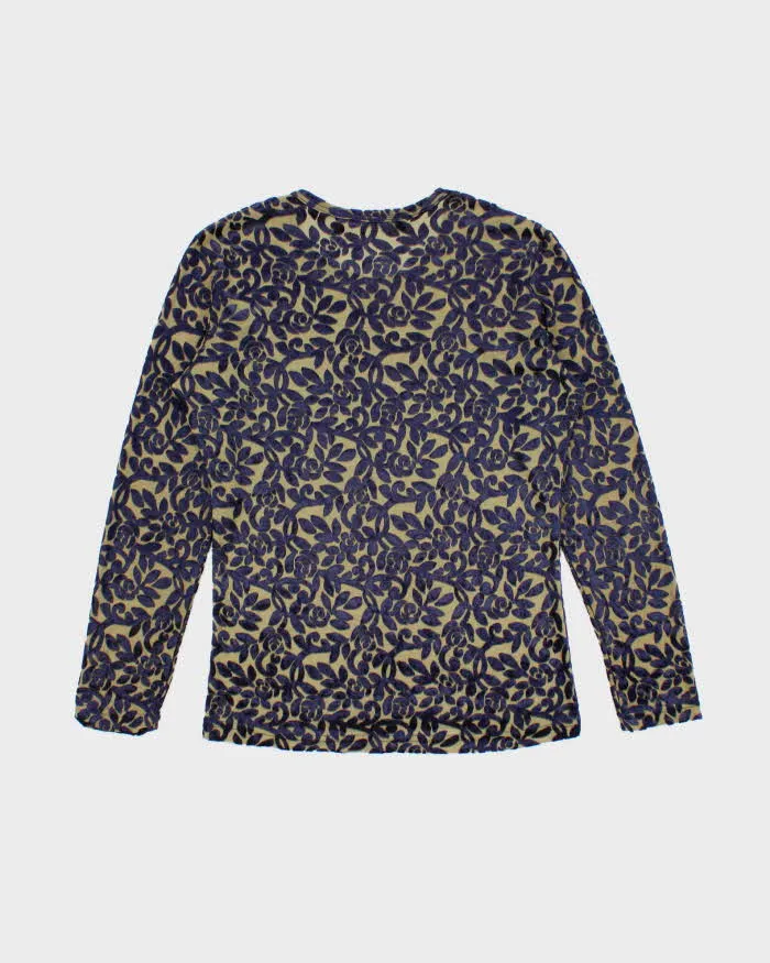 Vintage 90s Ness Velvet Sheer Long Sleeve Top - M sold by Rokit product image thumbnail 2