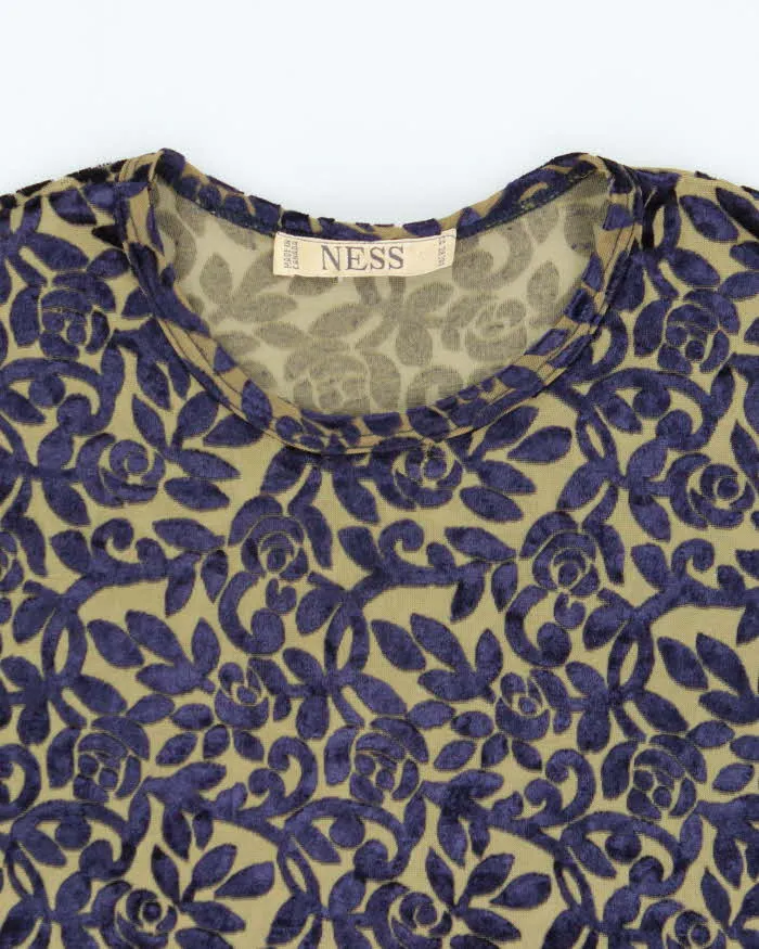 Vintage 90s Ness Velvet Sheer Long Sleeve Top - M sold by Rokit product image thumbnail 5