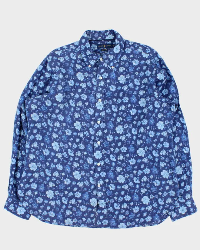 Vintage Polo Ralph Lauren Floral Luxury Linen Long Sleeve Shirt - XL sold by Rokit