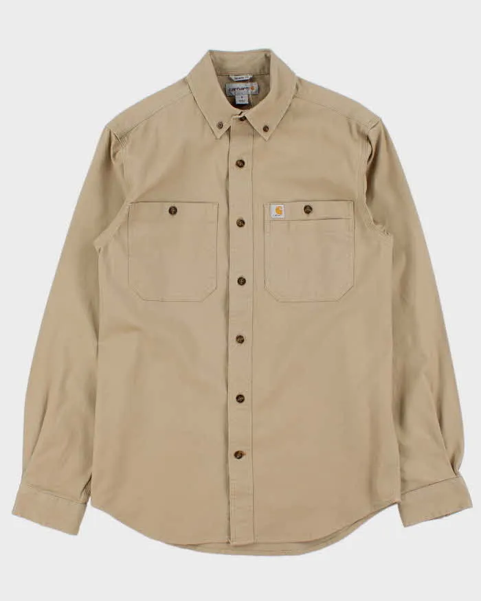 Vintage Carhartt Camel Relaxed Fit Long Sleeve Workwear Shirt - S sold by Rokit