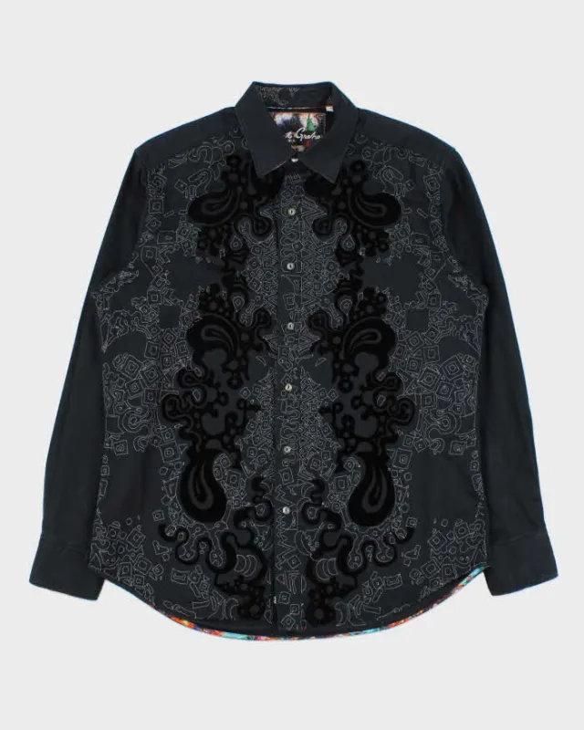 Vintage Y2K 00s Robert Graham Contrast Stitch Patterned Long Sleeve Shirt - M sold by Rokit