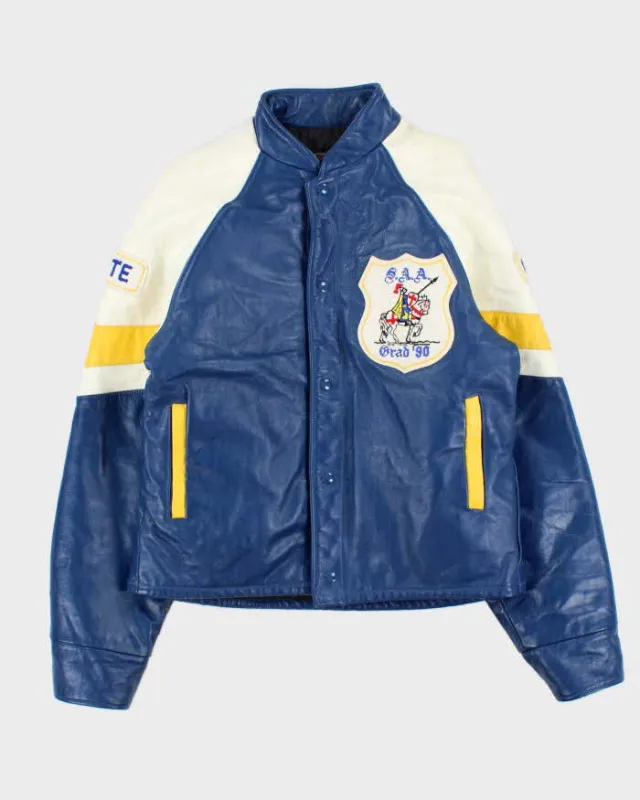 Vintage 1990 Jensen S.A.A Grad Leather Bomber Jacket - M sold by Rokit