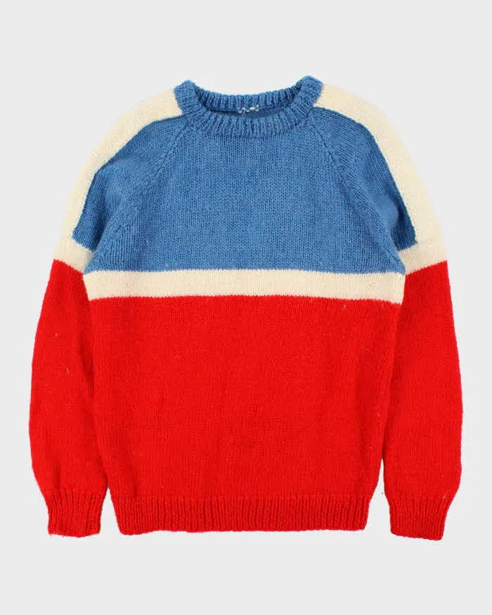 Vintage Chunky Block Colour Wool Knit Jumper - L sold by Rokit