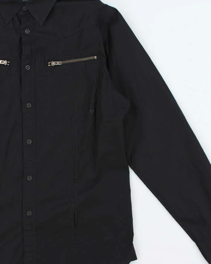 Vintage Y2K Guess Black Snap Button Zip Pocket Long Sleeve Shirt - L sold by Rokit product image thumbnail 3