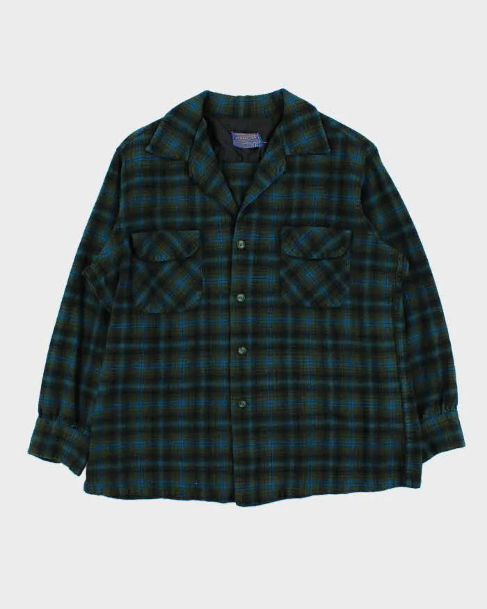 Vintage 1960s Pendleton Wool Guns & Roses Back Patch Flannel Shirt - M sold by Rokit