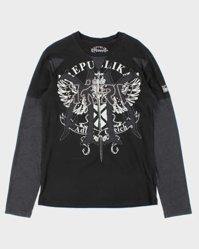 Vintage Y2k 00s Rebulika Cut & Sew Long Sleeve T-shirt - S sold by Rokit