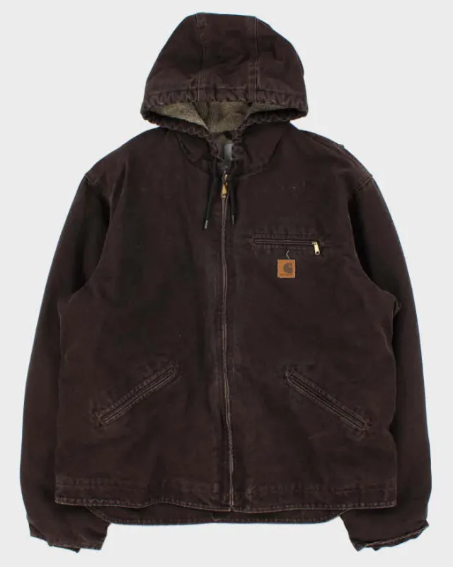 Vintage 2008 Carhartt J141 DKB Active Sherpa Lined Canvas Hooded Workwear Jacket - XL made by Carhartt