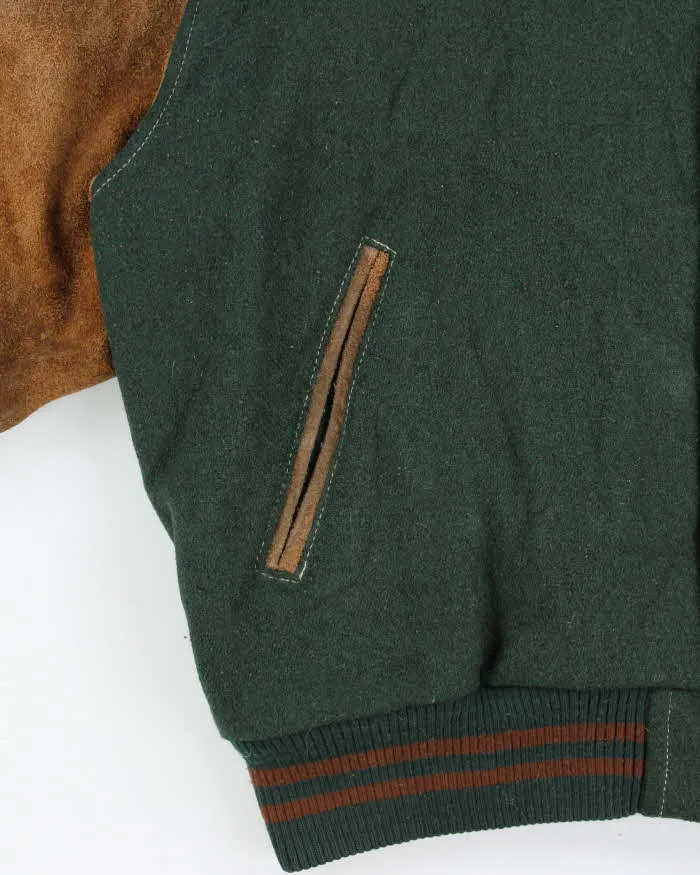 Vintage 1990s Hudson's Bay Company Wool Leather Collared Varsity Bomber Jacket - L sold by Rokit product image thumbnail 5