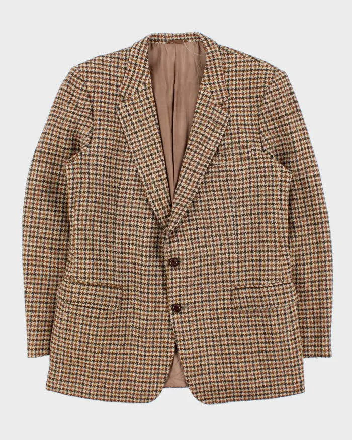 Vintage 1980s Harris Tweed Houndstooth Made In England Hand Woven Wool Blazer - L sold by Rokit