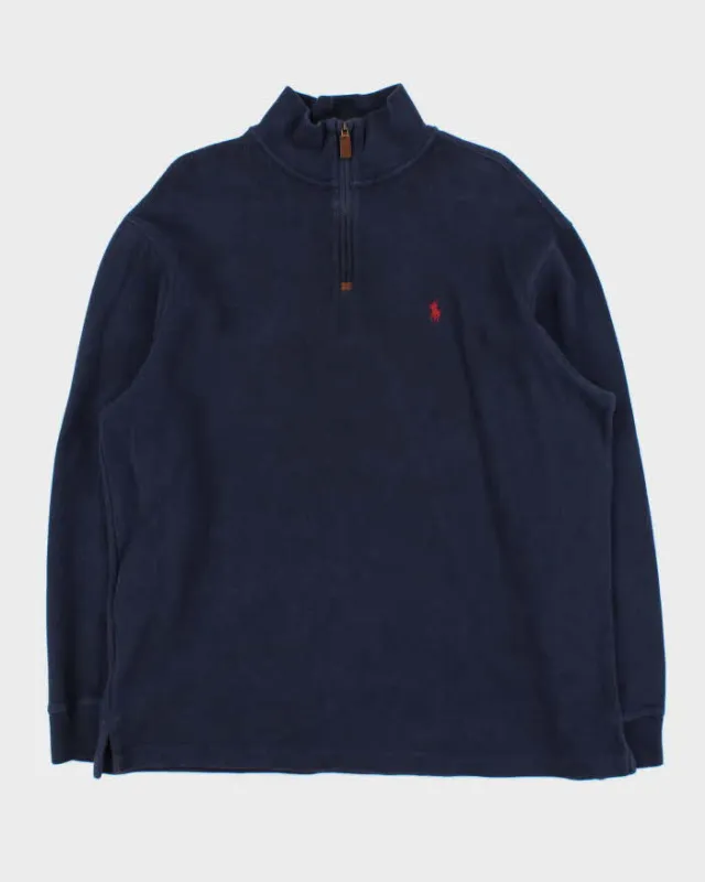 Vintage Polo Ralph Lauren Navy Quarter-Zip Sweatshirt - XL sold by Rokit