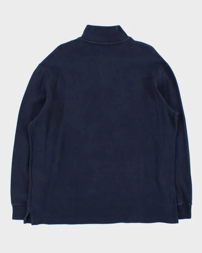 Vintage Polo Ralph Lauren Navy Quarter-Zip Sweatshirt - XL sold by Rokit product image thumbnail 2