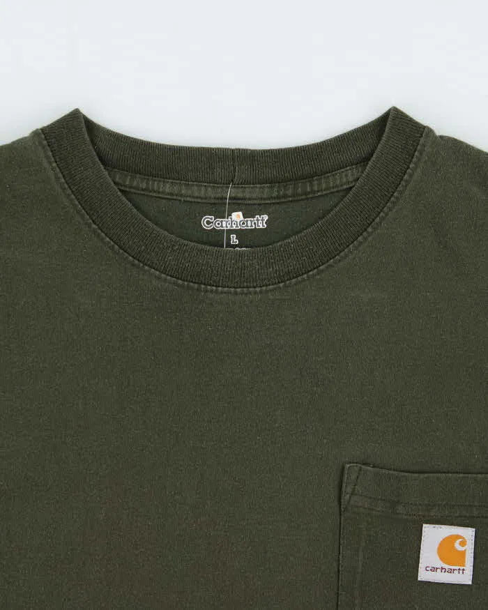 Vintage Carhartt Khaki Heavyweight Crewneck Pocket T-Shirt - L sold by Rokit product image thumbnail 5
