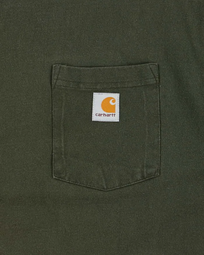 Vintage Carhartt Khaki Heavyweight Crewneck Pocket T-Shirt - L sold by Rokit product image thumbnail 4