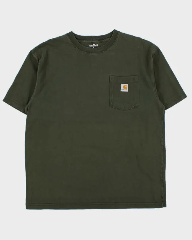 Vintage Carhartt Khaki Heavyweight Crewneck Pocket T-Shirt - L sold by Rokit