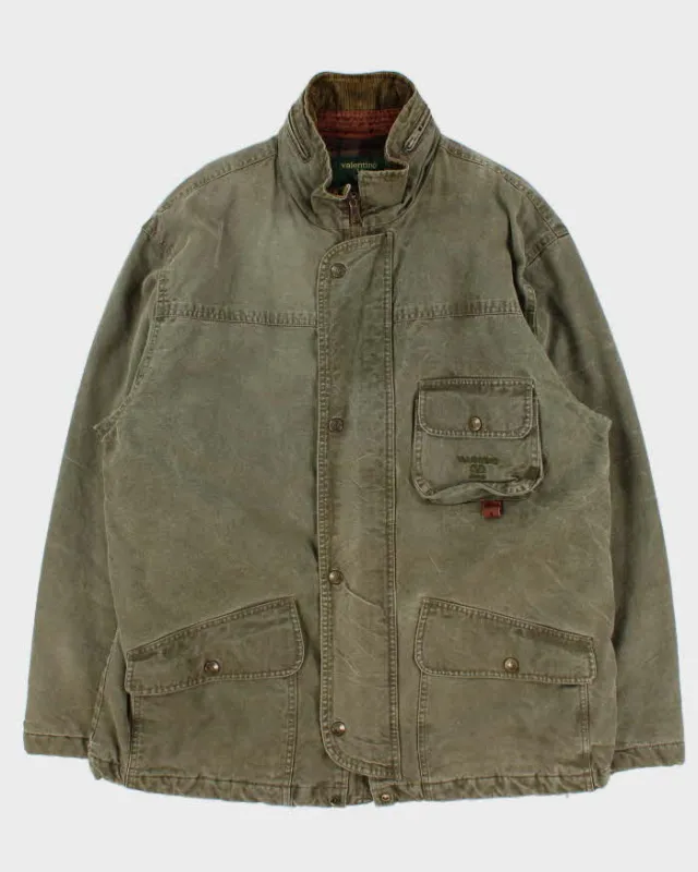 Vintage 1990s Valentino Jeans Blanket Quilt Lined Khaki Chore Workwear Jacket - L sold by Rokit