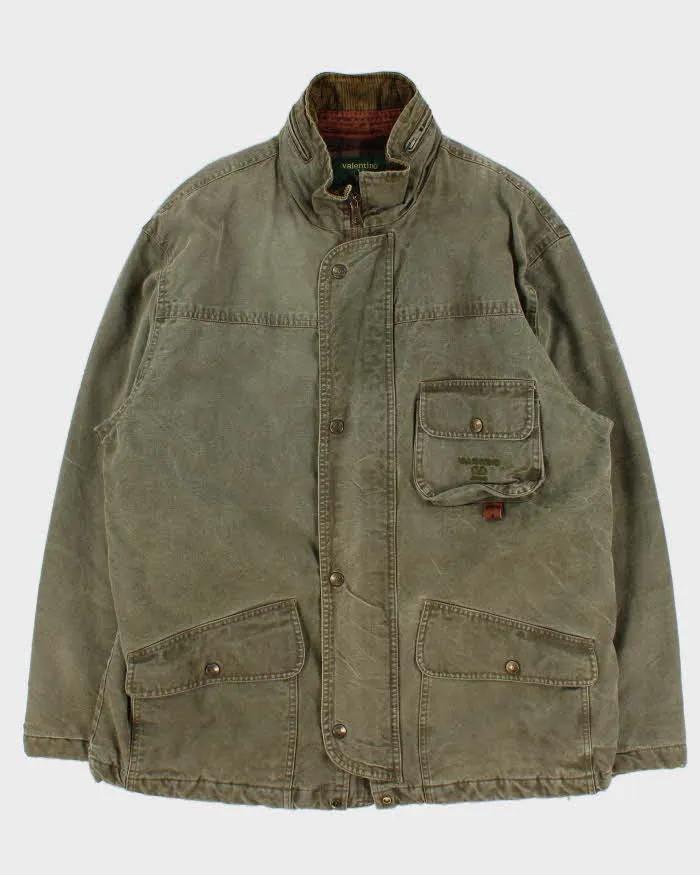 Vintage 1990s Valentino Jeans Blanket Quilt Lined Khaki Chore Workwear Jacket - L sold by Rokit