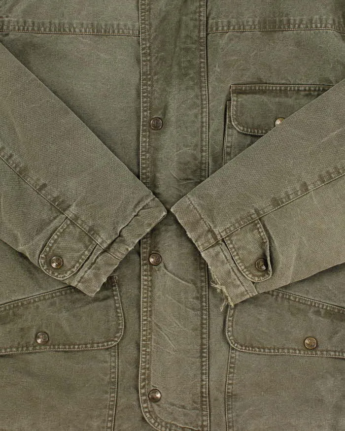 Vintage 1990s Valentino Jeans Blanket Quilt Lined Khaki Chore Workwear Jacket - L sold by Rokit product image thumbnail 4