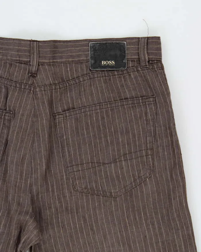 Vintage 1990s Hugo Boss Texas Linen Striped Straight Leg Trousers - W34 L28 sold by Rokit product image thumbnail 4