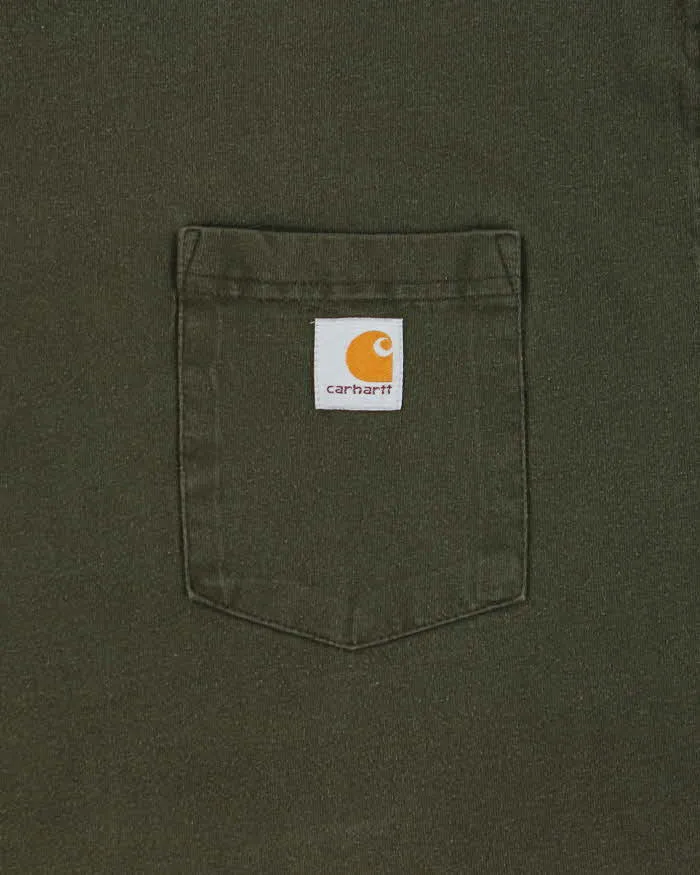 Vintage Carhartt Khaki Heavyweight Crewneck Pocket T-Shirt - L sold by Rokit product image thumbnail 4