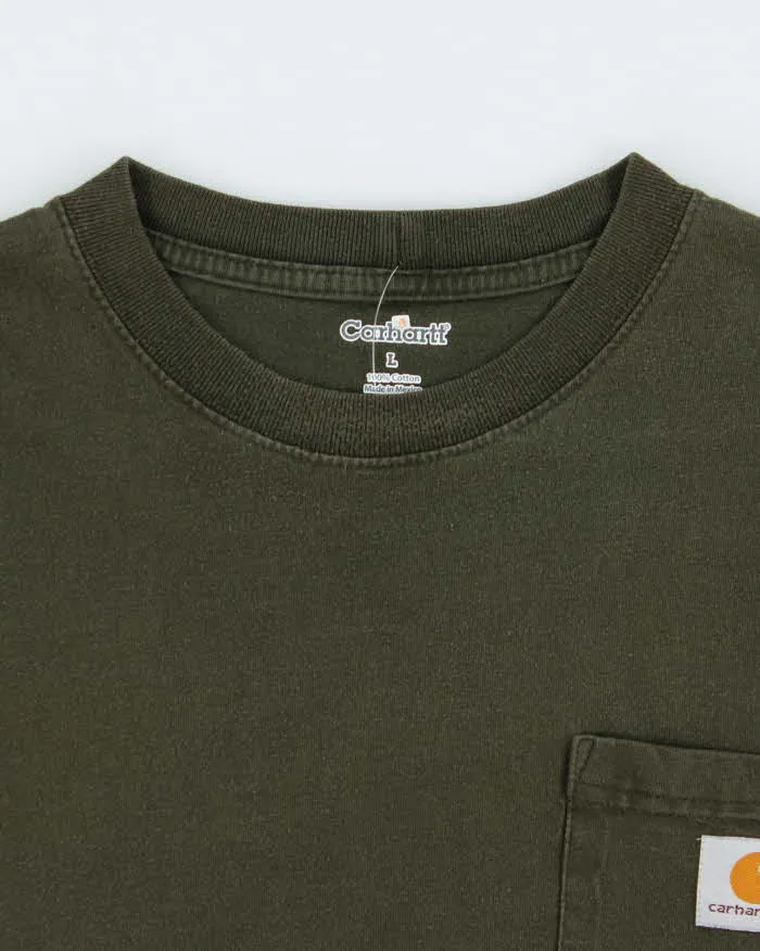 Vintage Carhartt Khaki Heavyweight Crewneck Pocket T-Shirt - L sold by Rokit product image thumbnail 5