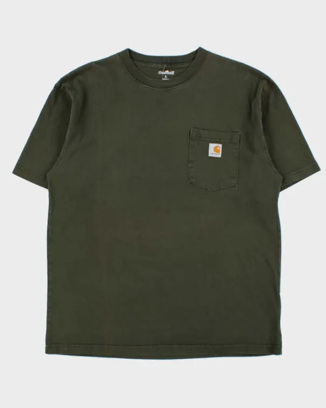 Vintage Carhartt Khaki Heavyweight Crewneck Pocket T-Shirt - L sold by Rokit