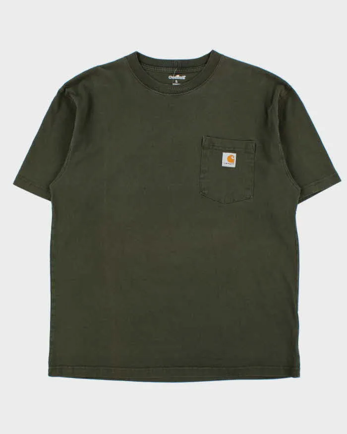 Vintage Carhartt Khaki Heavyweight Crewneck Pocket T-Shirt - L sold by Rokit
