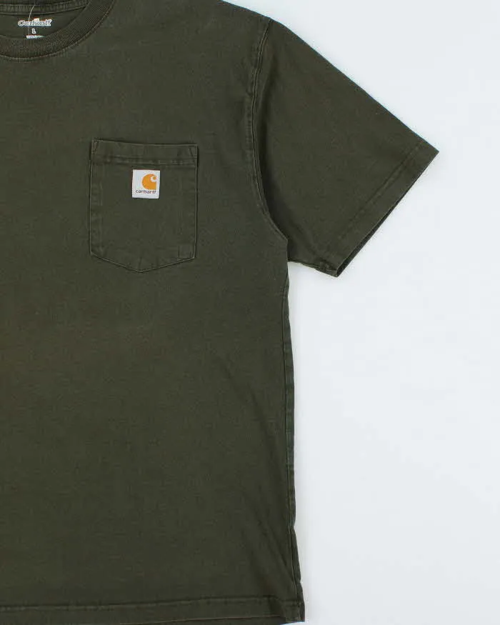 Vintage Carhartt Khaki Heavyweight Crewneck Pocket T-Shirt - L sold by Rokit product image thumbnail 3