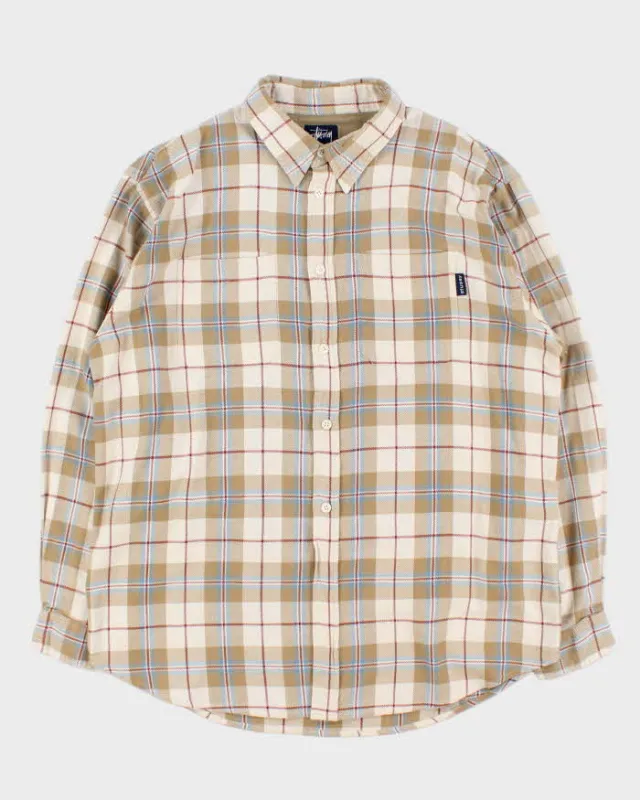 Vintage 1990s Stussy Plaid Long Sleeve Flannel Shirt - XL made by Stussy