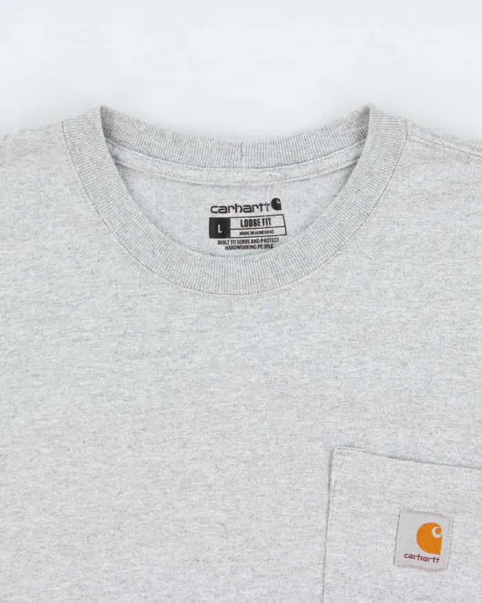 Vintage Carhartt Heavyweight Marl Grey Loose Fit Crewneck Pocket T-Shirt - L sold by Rokit product image thumbnail 5