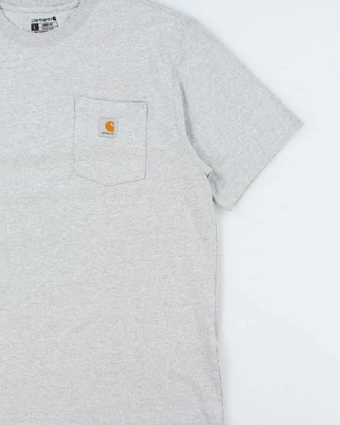 Vintage Carhartt Heavyweight Marl Grey Loose Fit Crewneck Pocket T-Shirt - L sold by Rokit product image thumbnail 3