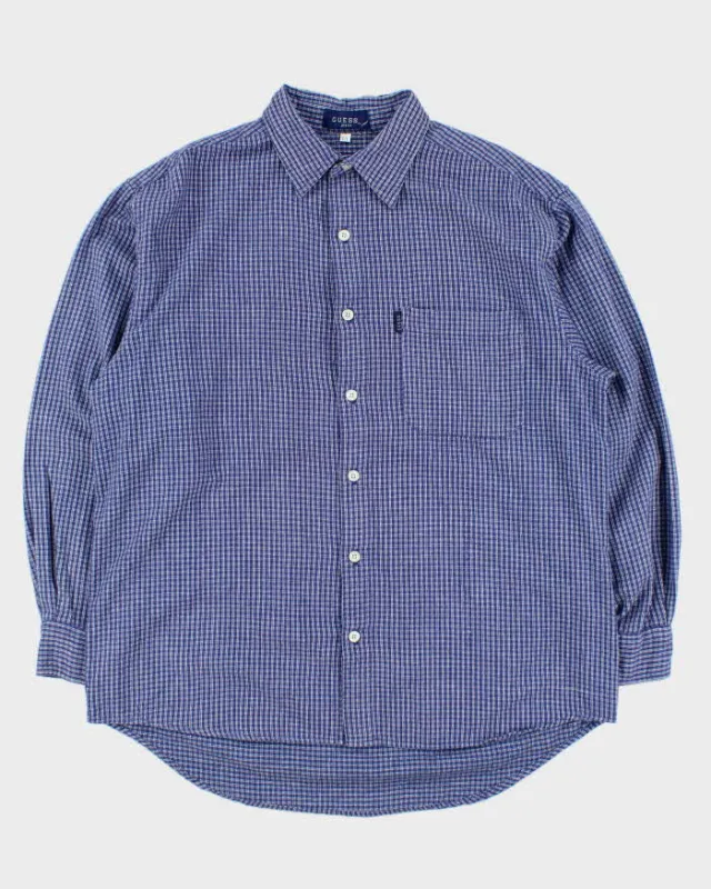 Vintage 1990s Guess Jeans Checked Long Sleeve Flannel Shirt - L sold by Rokit