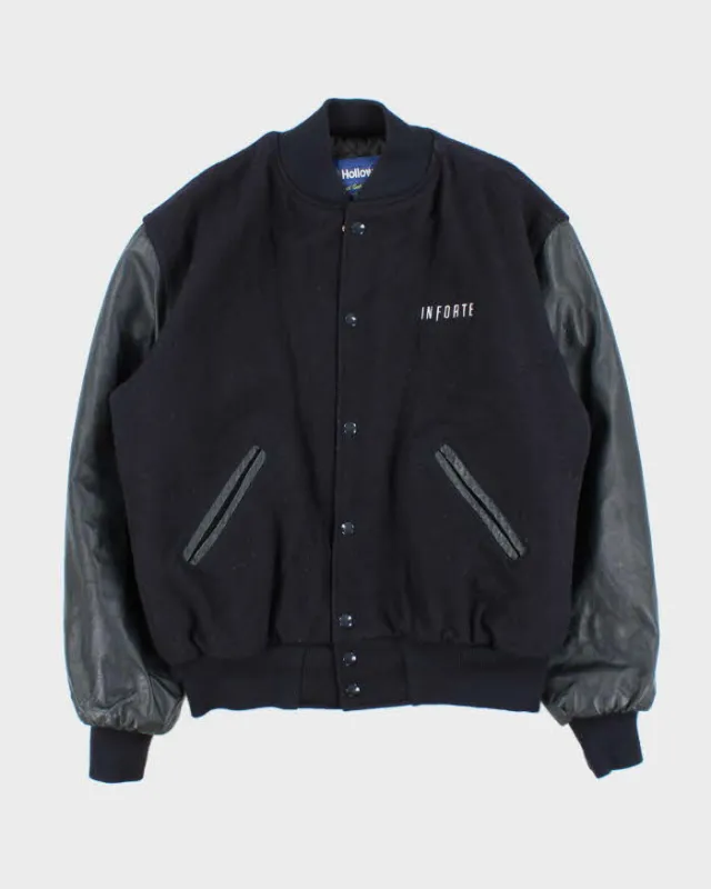 Vintage 1990s Holloway Wool Leather College Varsity Bomber Jacket - M sold by Rokit
