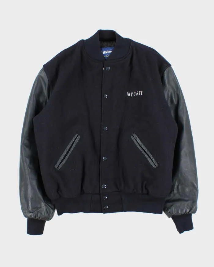 Vintage 1990s Holloway Wool Leather College Varsity Bomber Jacket - M sold by Rokit