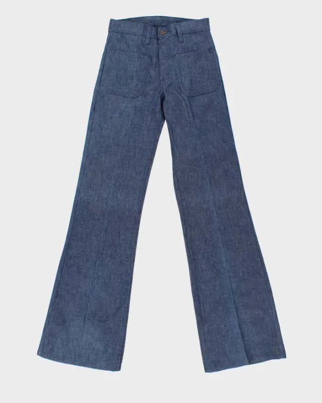 DSWT Vintage 1970s Levi's Shipmates Big E Raw Denim Women's High Waisted Flared Bell Bottom Jeans - W26 L35 made by Levi's