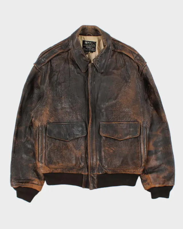 Vintage 1989 Avirex Aces Type A-2 U.S Airforce Leather Flight Jacket - L sold by Rokit