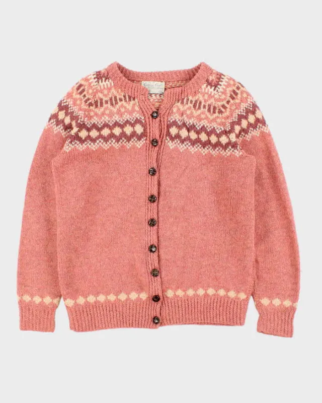 Vintage 1970s Cottage Craft Fair Isle Wool Women's Knit Cardigan - L sold by Rokit