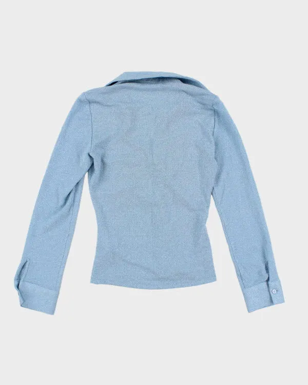 Y2k 00s Glittery Blue Knit Top - S sold by Rokit product image thumbnail 2