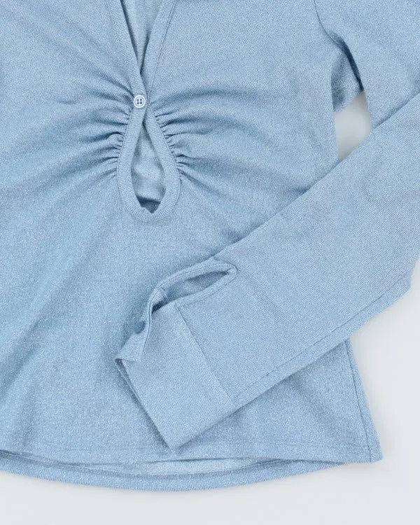 Y2k 00s Glittery Blue Knit Top - S sold by Rokit product image thumbnail 4