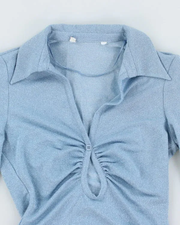 Y2k 00s Glittery Blue Knit Top - S sold by Rokit product image thumbnail 3